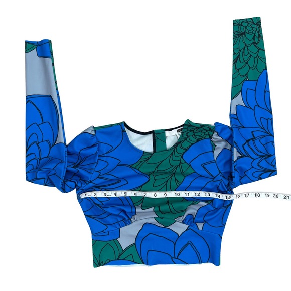 Tracy Reese Floral 2 Piece Set Womens XS Crop Top Mermaid Skirt Artsy Maximalist - Picture 13 of 16